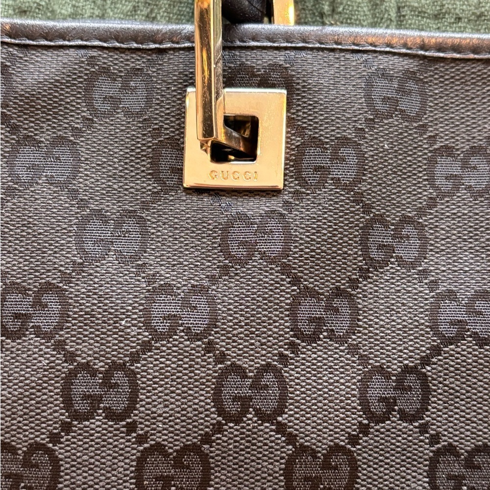 Gucci Black GG Canvas Tote with Silver -Tone Details 007 - Picture 3 of 12